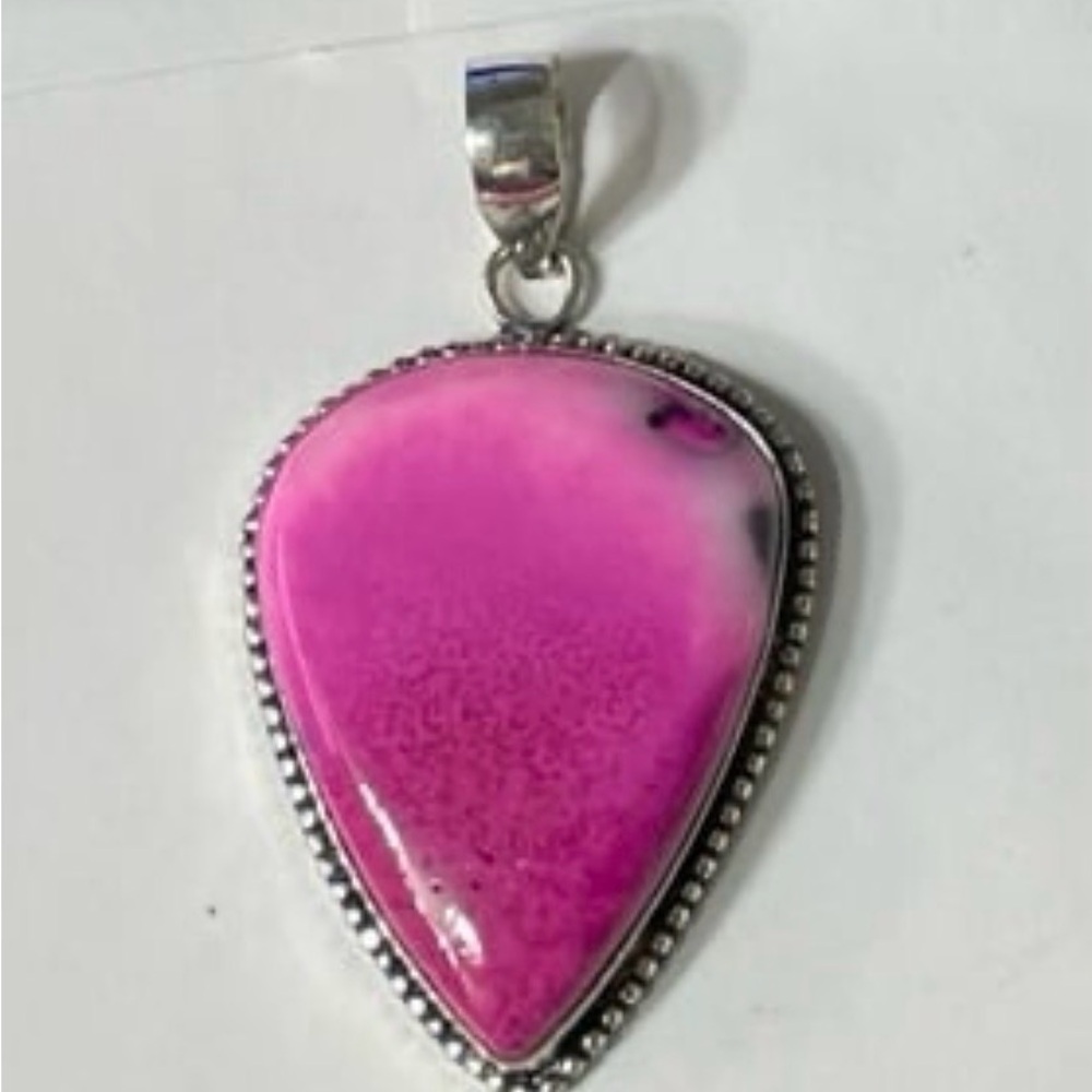 Source Unknown Pink Dendrite Teardrop Necklace - image 4